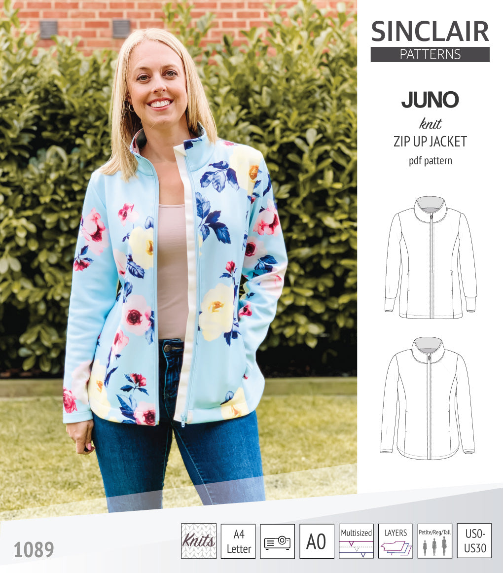 Juno knit zip up fleece style jacket with pockets (PDF)