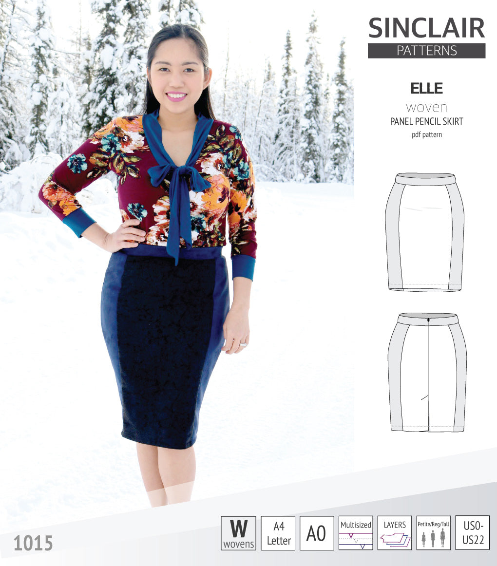 Elle classic woven/knit panel pencil skirt (PDF)