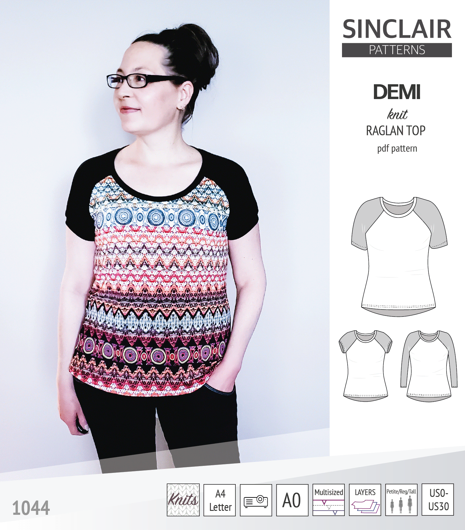 Demi classic raglan knit top (PDF)