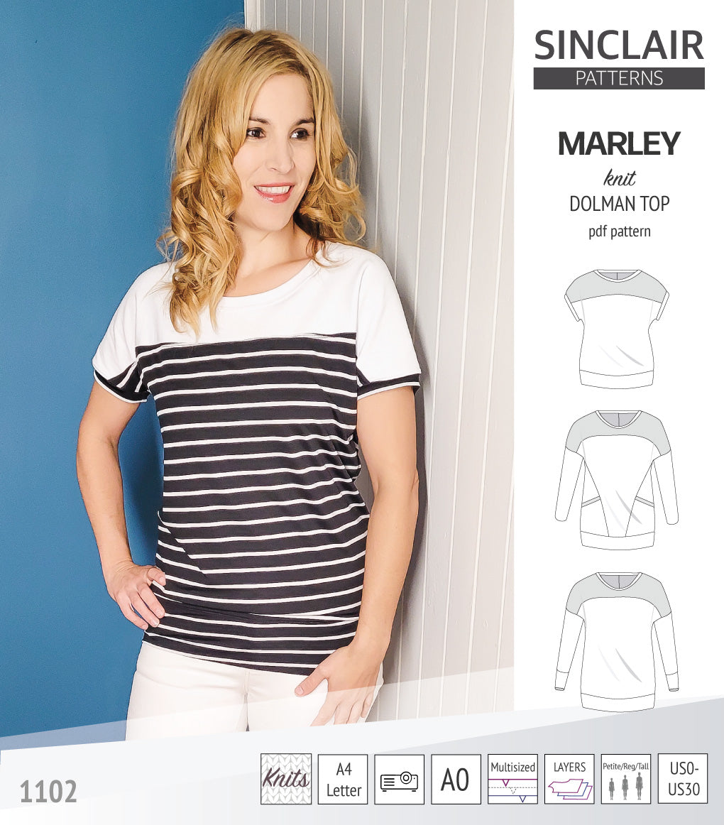 Marley dolman knit top with a yoke (PDF)