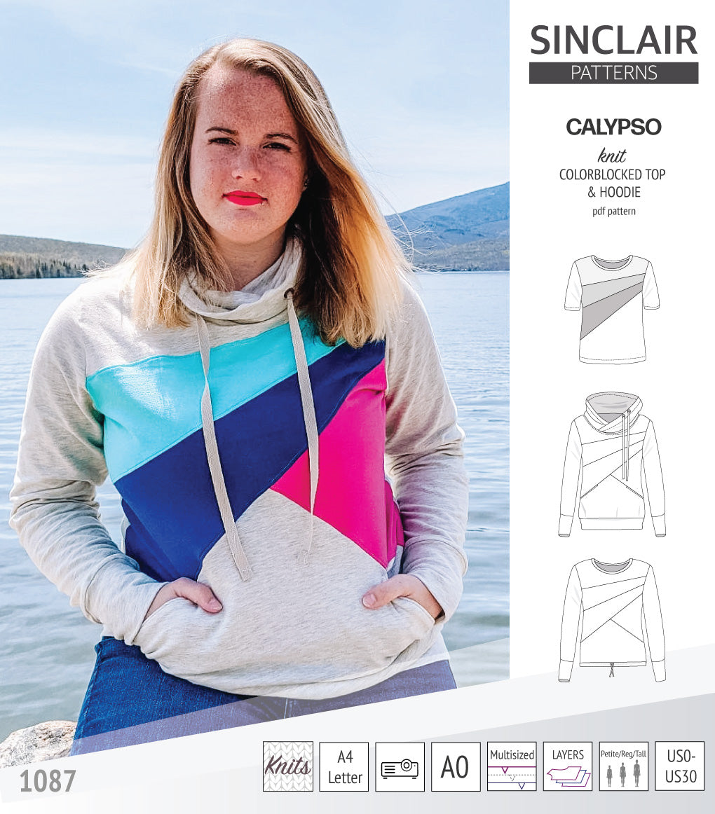 Calypso colorblocked top and hoodie for women (PDF)