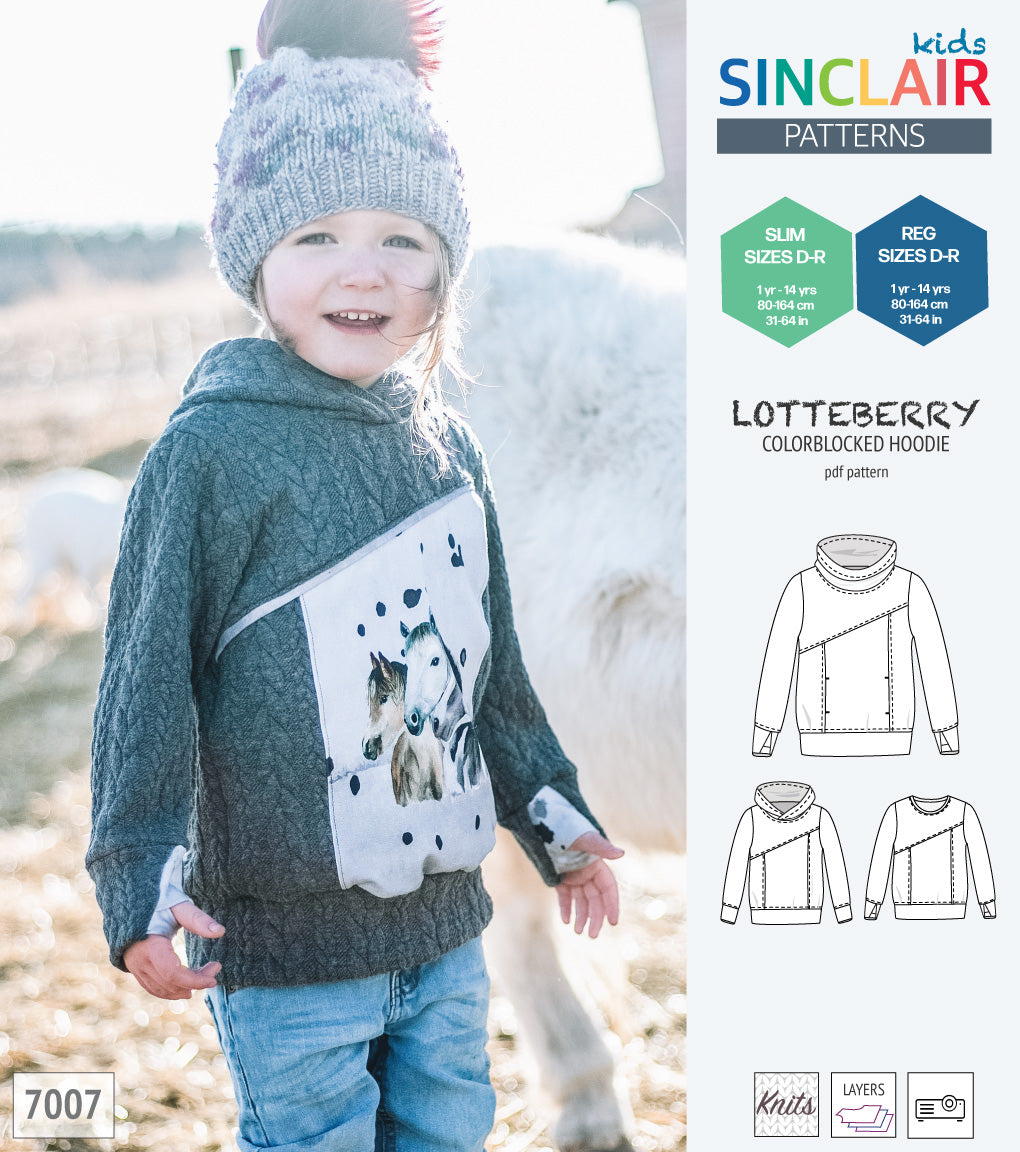Lotteberry colorblocked hoodie and sweater for children (PDF)