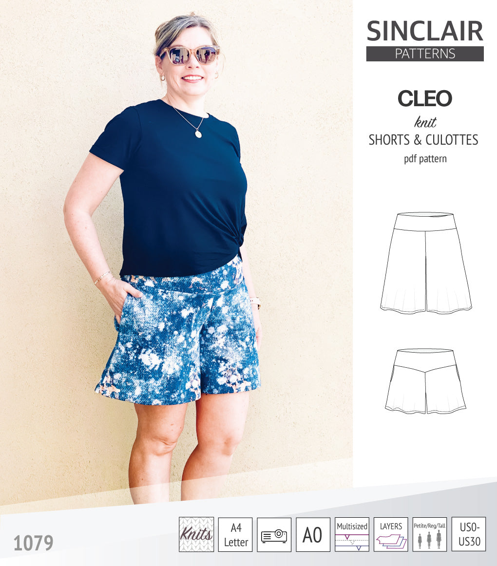 Cleo knit shorts and culottes with yoga waistband (PDF)