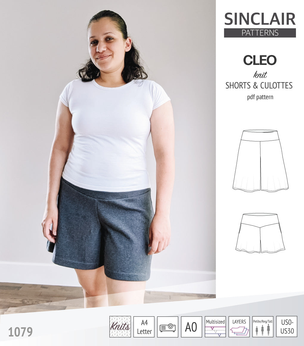 Cleo knit shorts and culottes with yoga waistband (PDF)