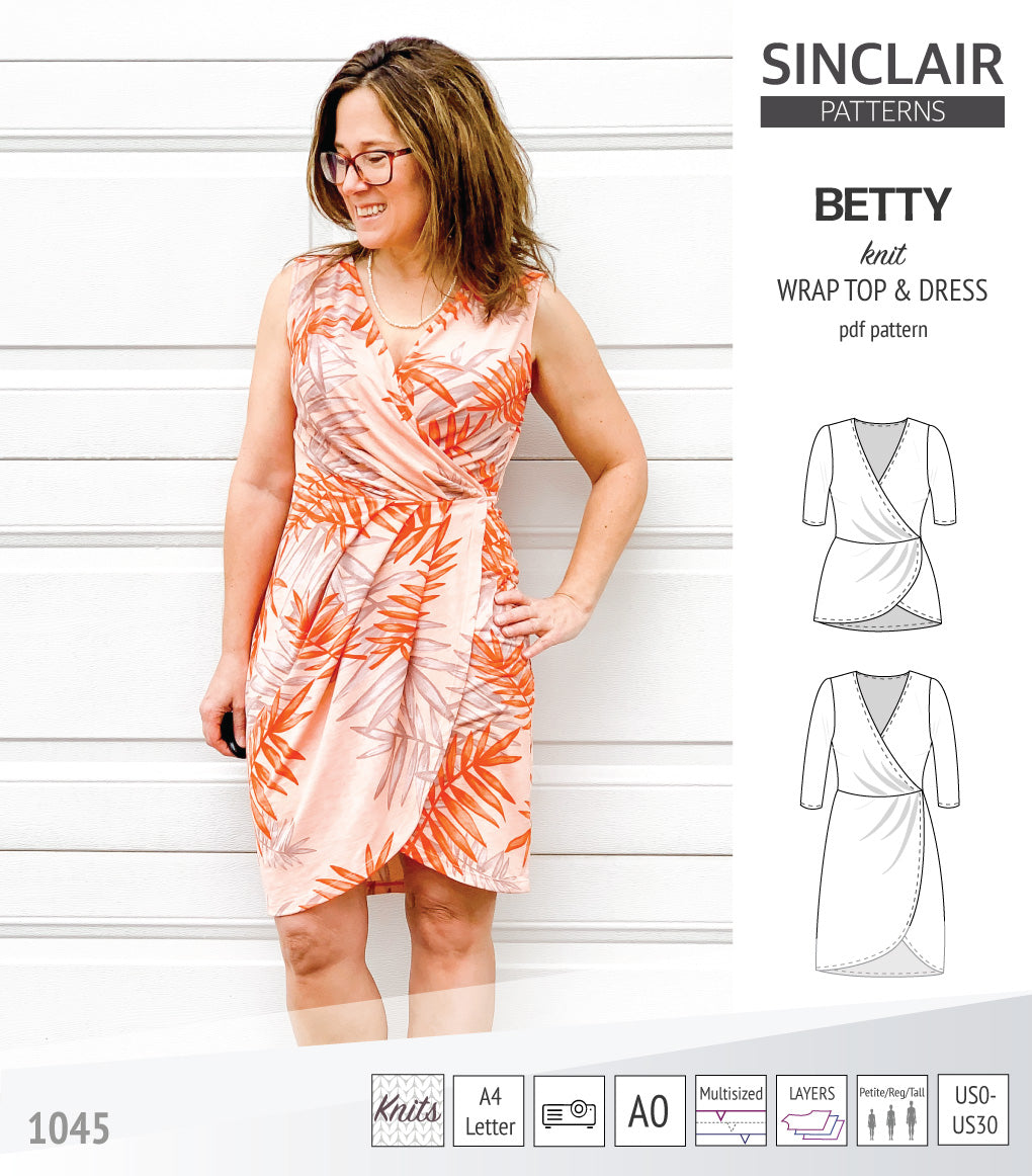 Betty faux wrap knit dress (PDF)