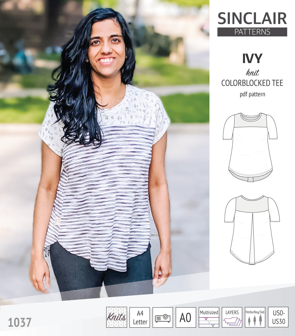 Ivy knit colorblocked tee  (PDF)