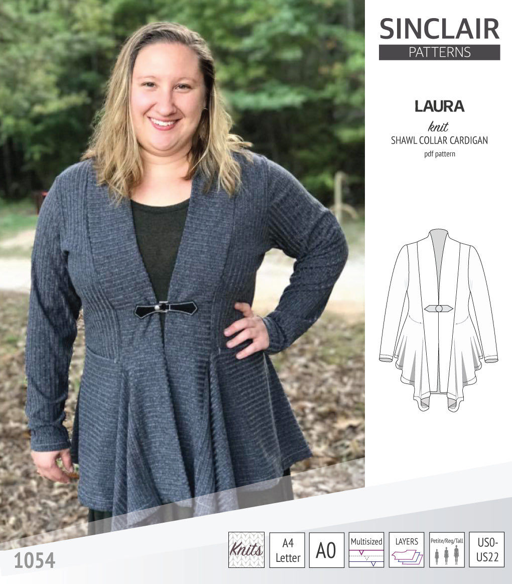 Laura relaxed fit shawl collar cardigan (PDF)