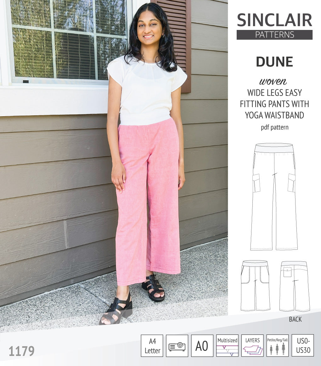 Dune wide leg woven pants with yoga waistband (PDF)