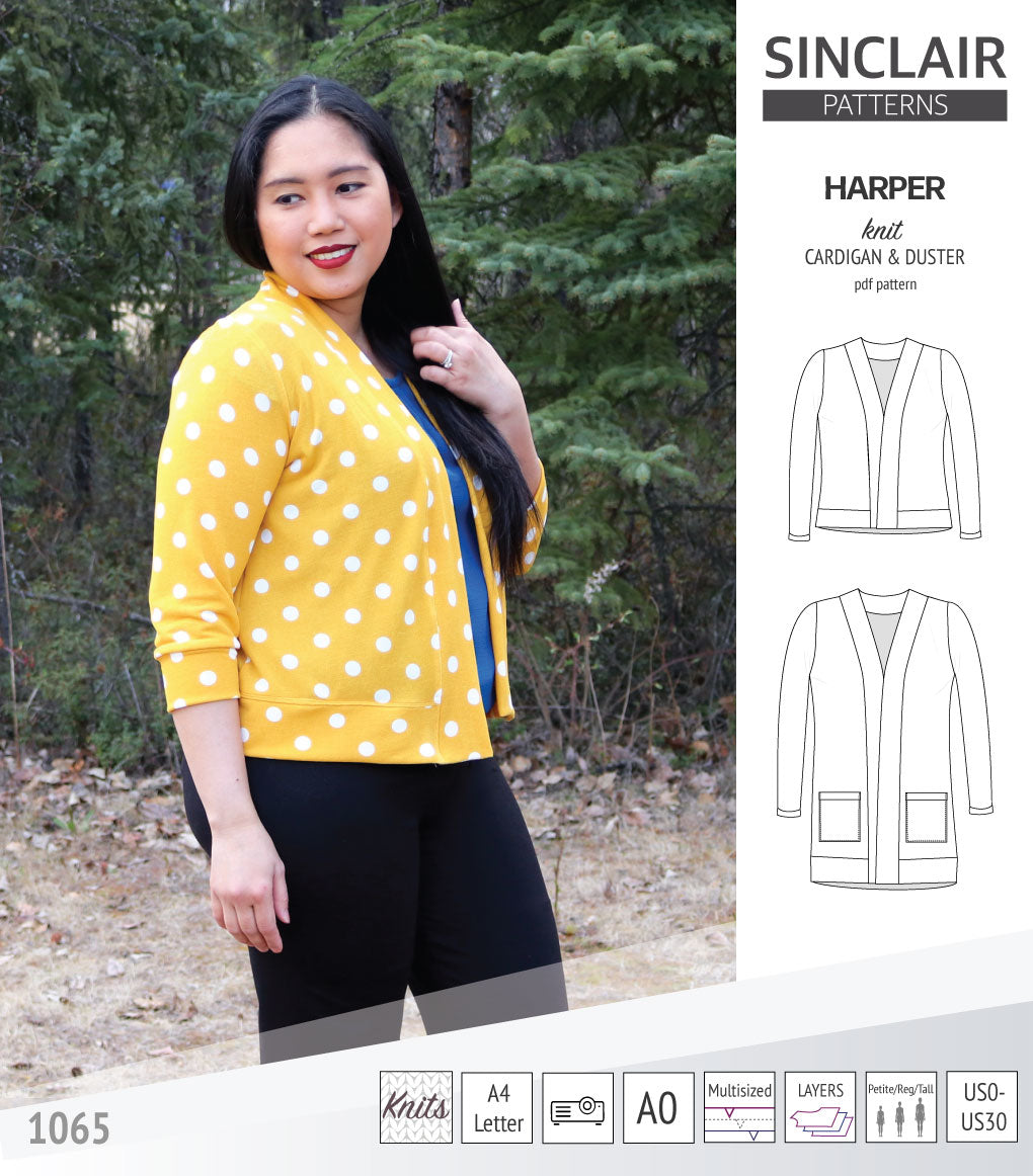 Harper classic knit cardigan and duster (PDF sewing pattern )