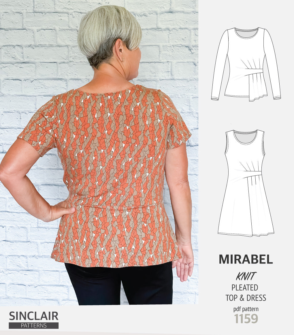 Mirabel side pleated knit top and dress (PDF)