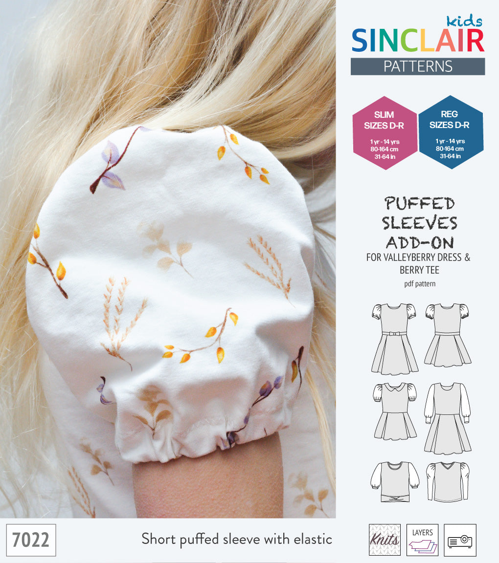ADD-ON Puffed Sleeves add-on pack for Valleyberry dress and Berry tee other compatible patterns for children (PDF)