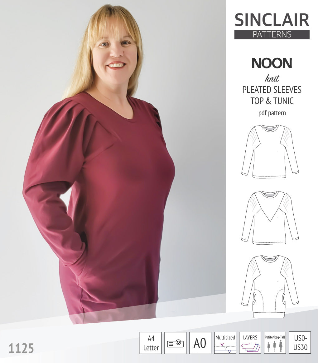 Noon pleated sleeves knit top and tunic (PDF)