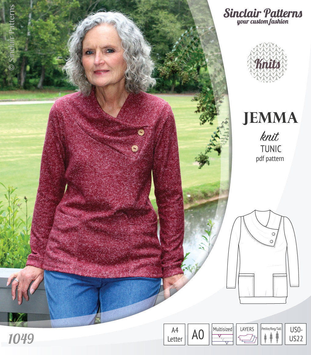 Jemma knit tunic with pockets (PDF)