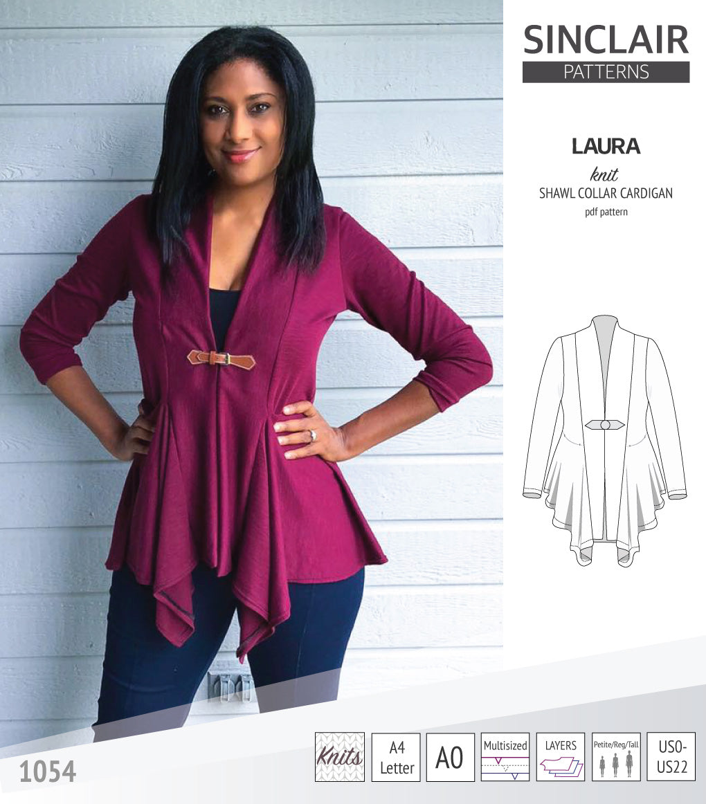 Laura relaxed fit shawl collar cardigan (PDF)