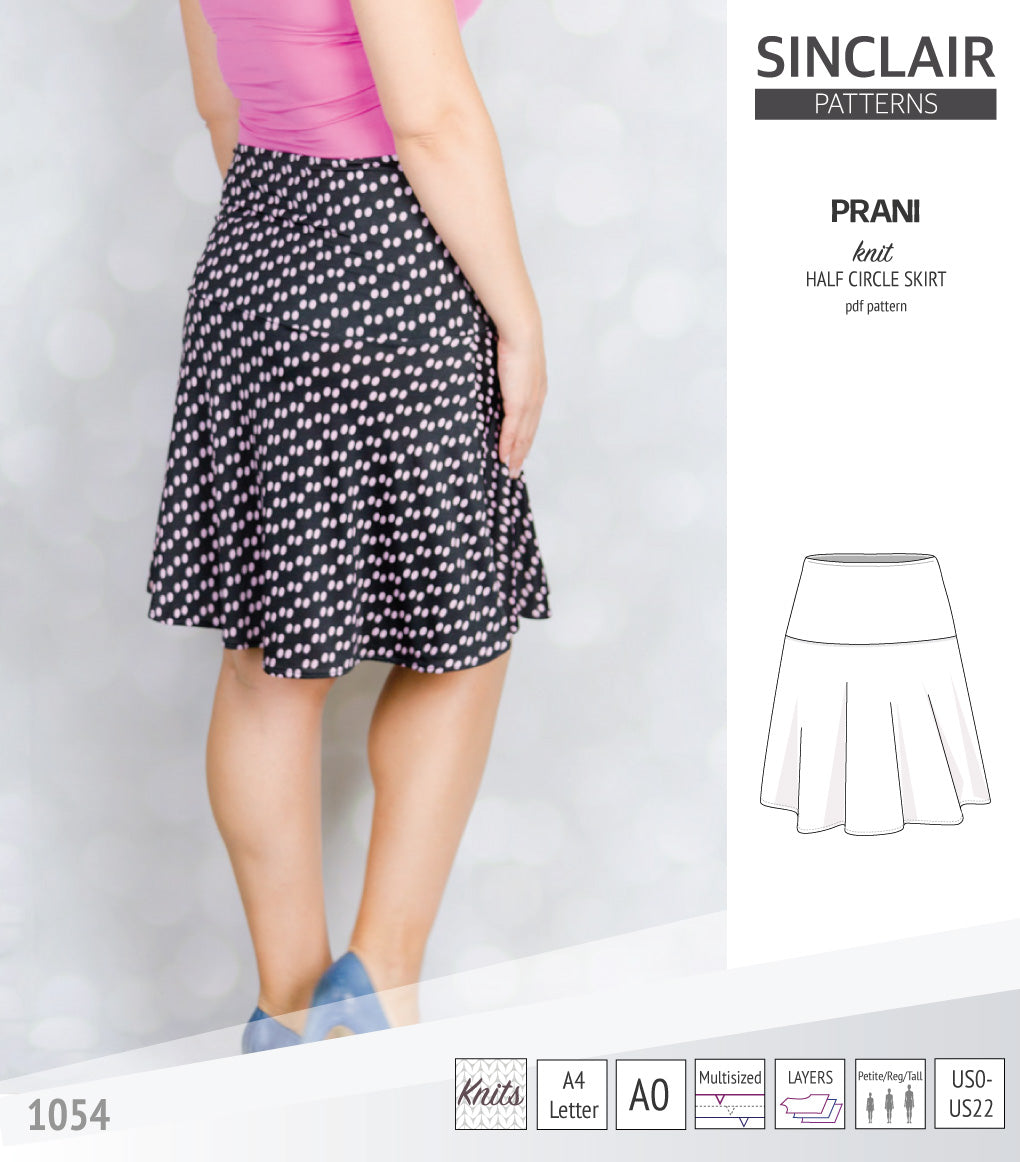 Prani half circle wide band knit skirt (PDF)