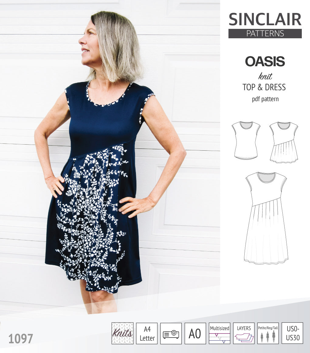 Oasis cap sleeve top and dress with pockets (PDF)