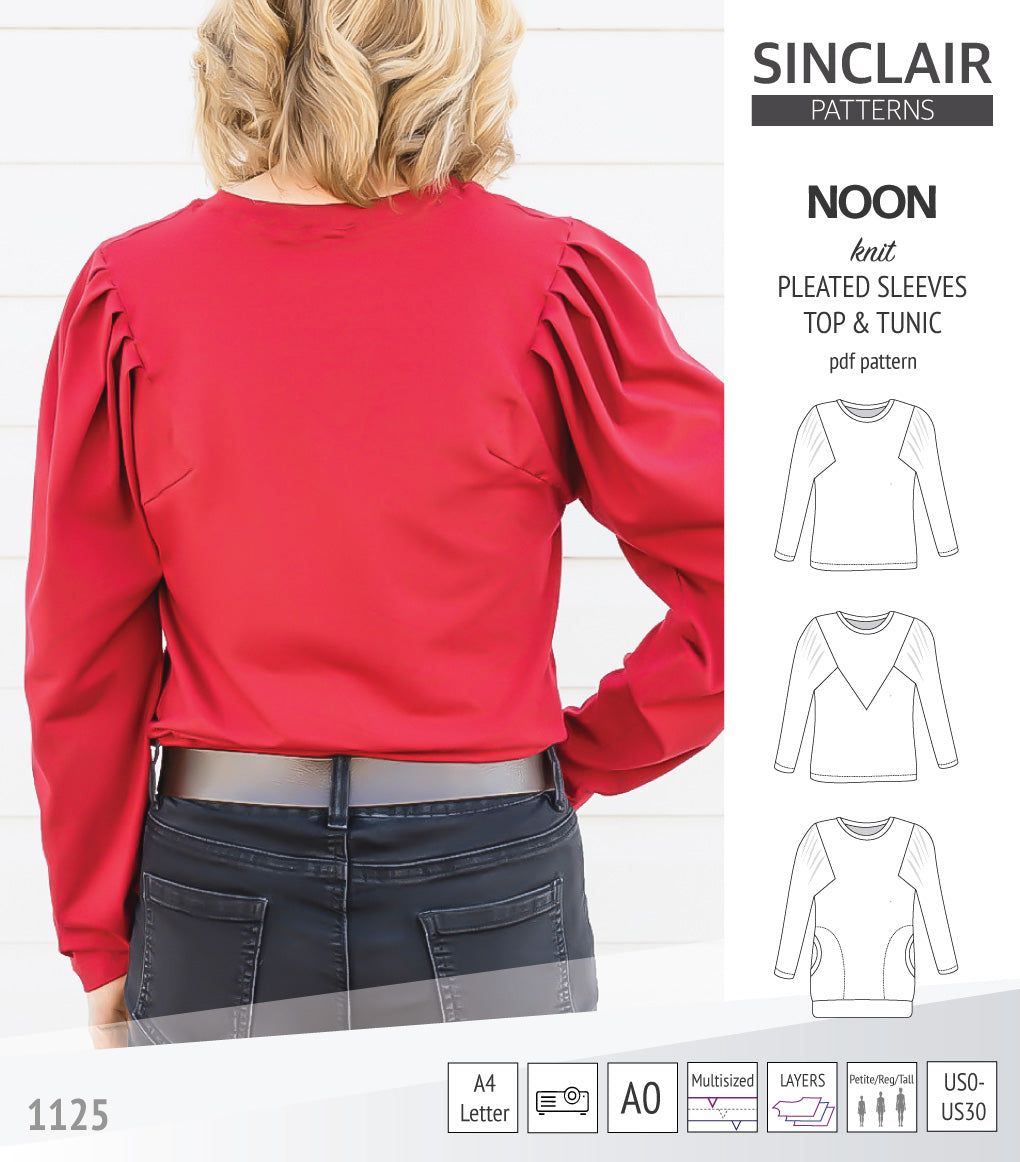 Noon pleated sleeves knit top and tunic (PDF)