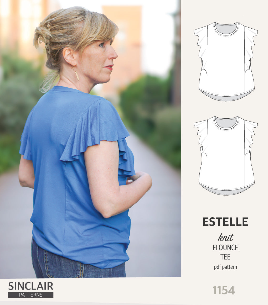 Estelle over shoulder flounce knit tee (PDF)