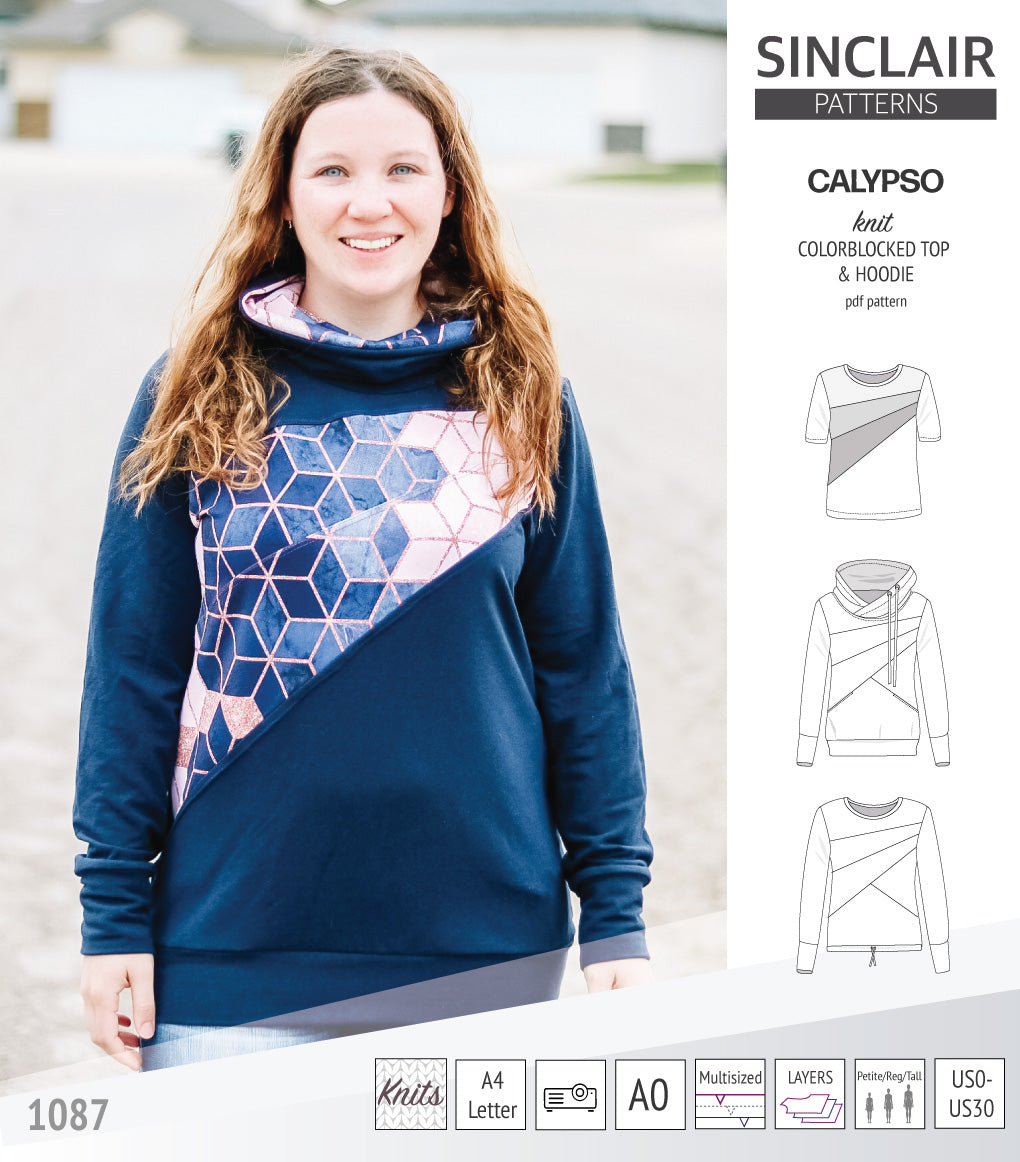 Calypso colorblocked top and hoodie for women (PDF)