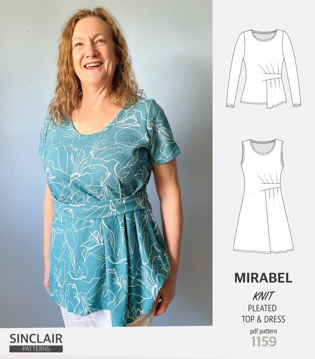 Mirabel side pleated knit top and dress (PDF)