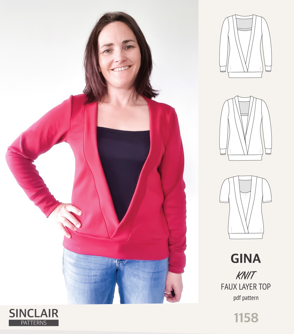 Gina crossover faux underlay knit top (PDF)