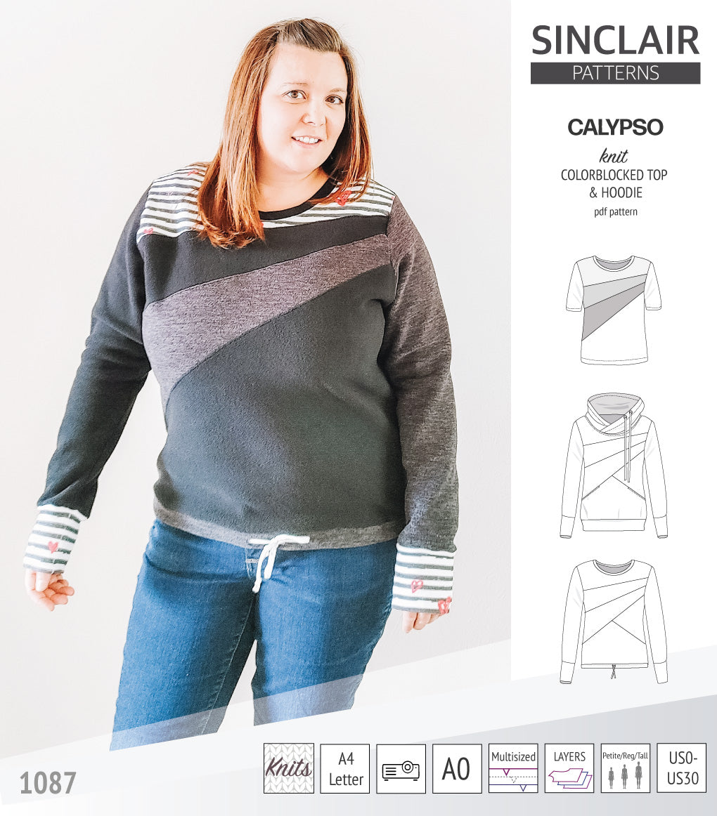 Calypso colorblocked top and hoodie for women (PDF)