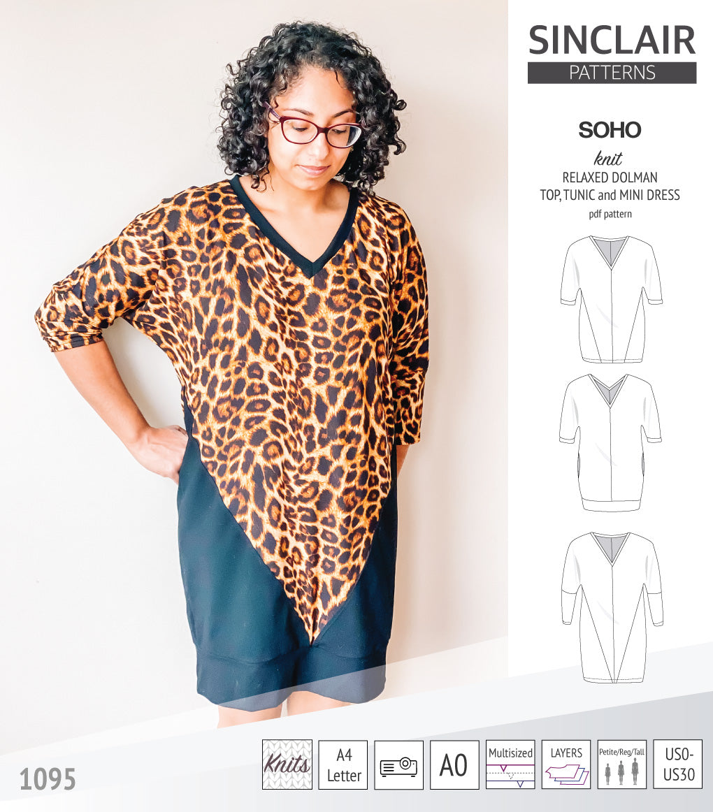 Soho dolman relaxed style top, tunic and mini dress (PDF)