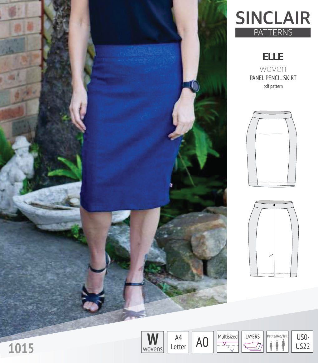 Elle classic woven/knit panel pencil skirt (PDF)