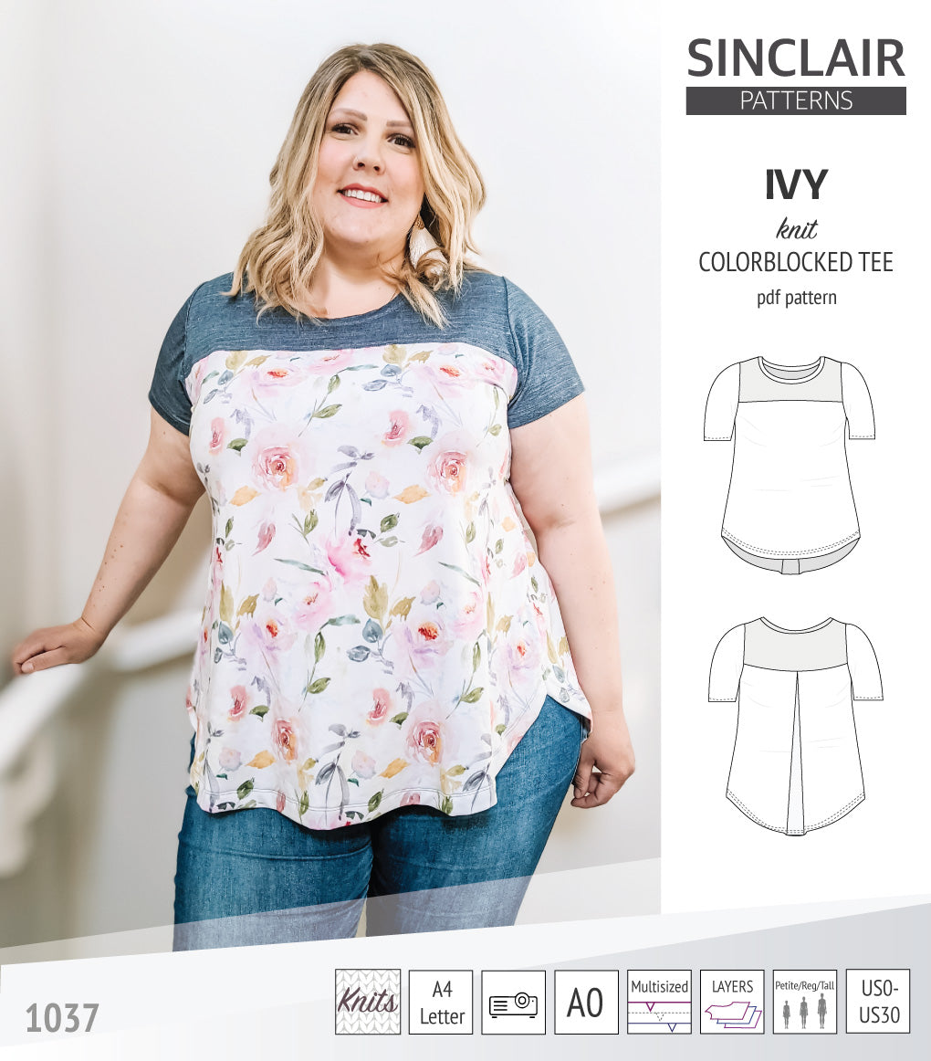 Ivy knit colorblocked tee  (PDF)