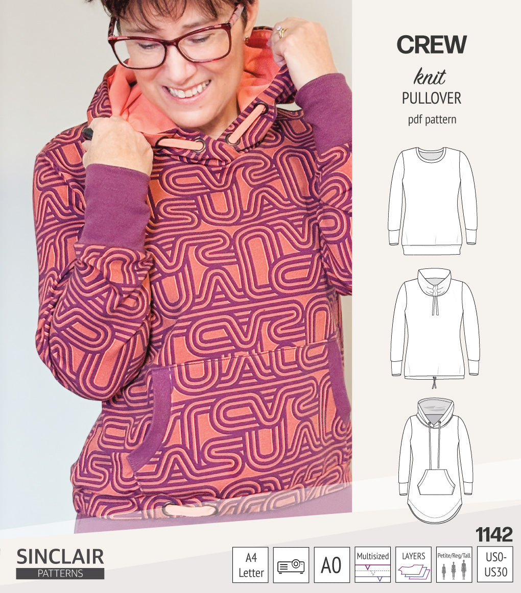 Crew pullover and hoodie (PDF sewing pattern)