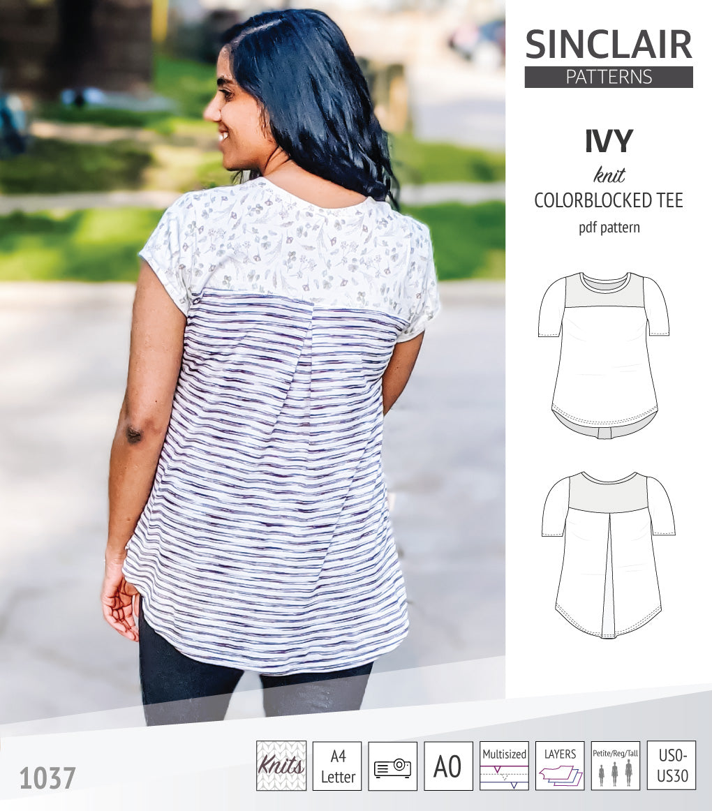 Ivy knit colorblocked tee  (PDF)
