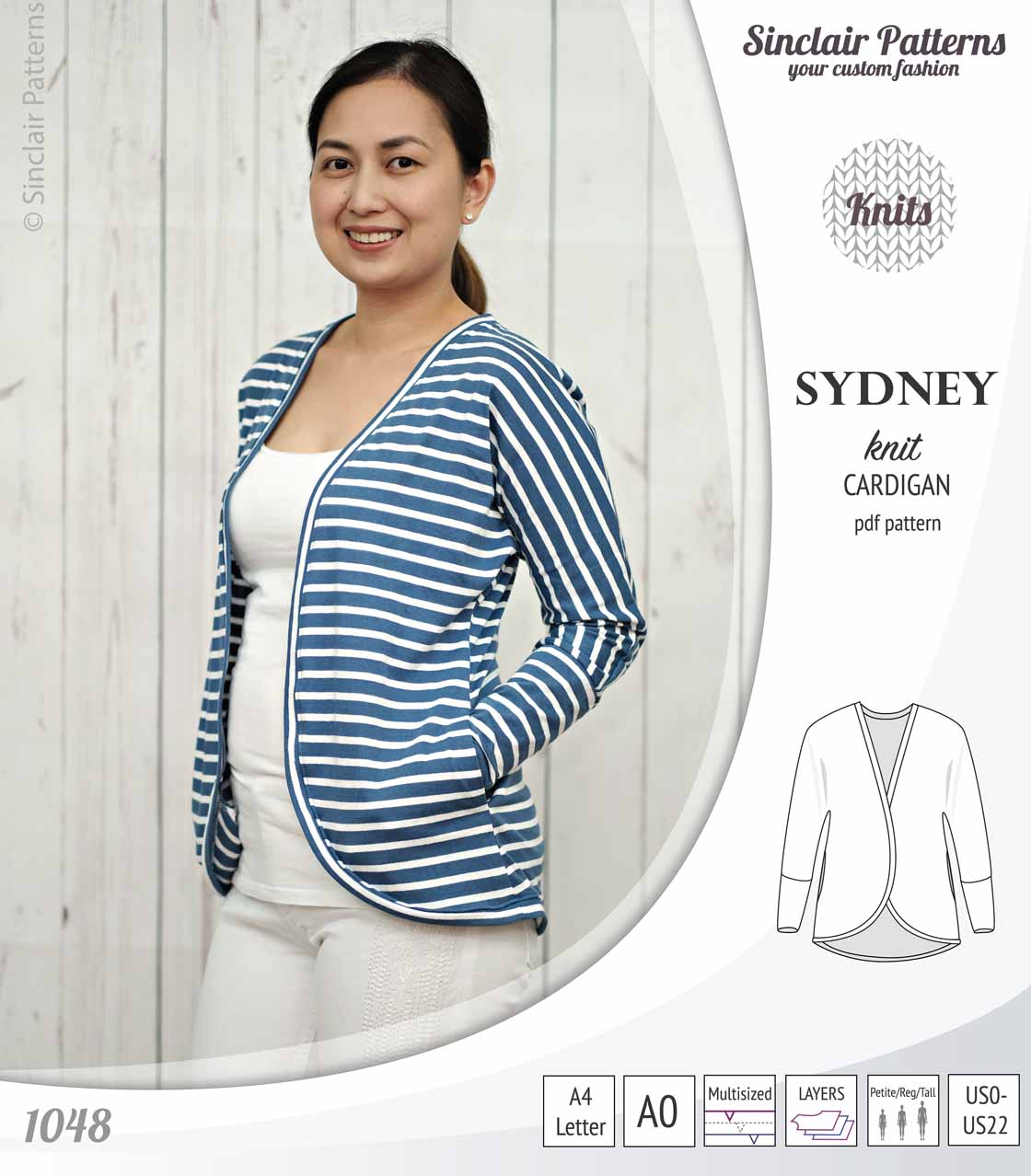 Sydney slim fit cocoon style knit cardigan(PDF)