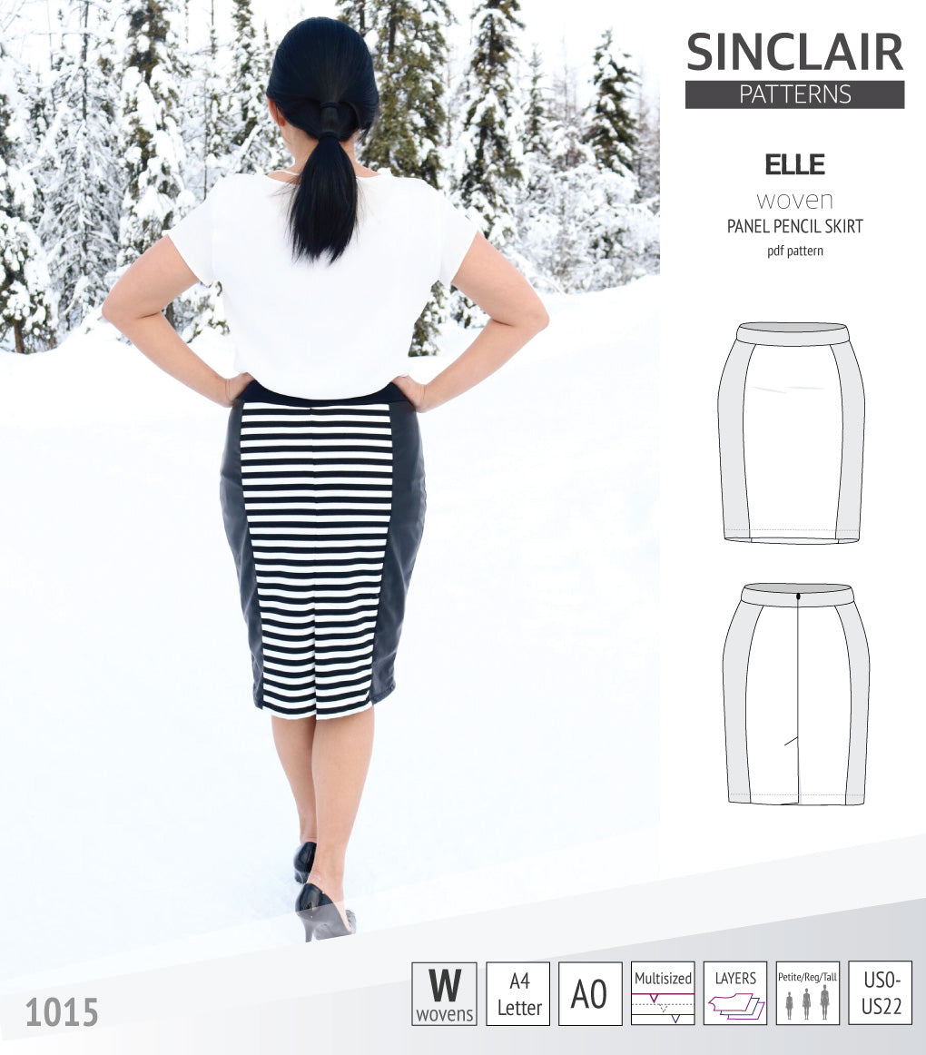 Elle classic woven/knit panel pencil skirt (PDF)