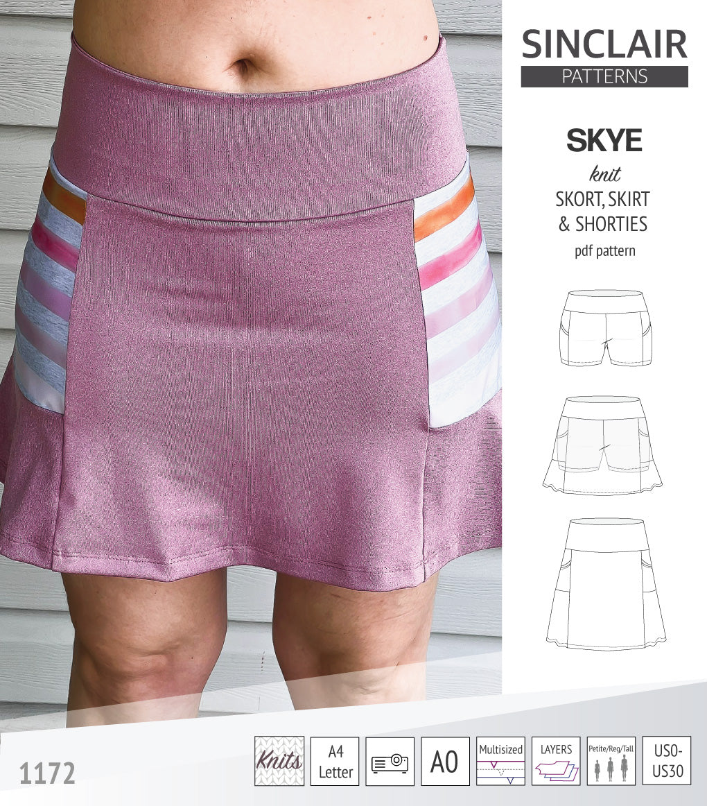 Skye skort, skirt and shorties with pockets (PDF)