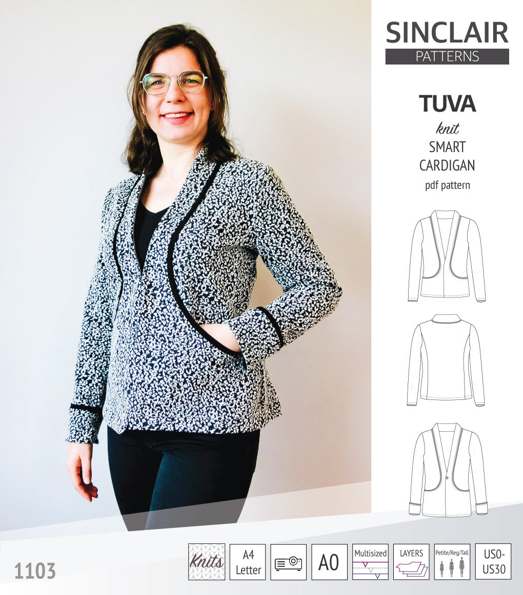 Tuva knit smart cardigan with pockets (PDF)