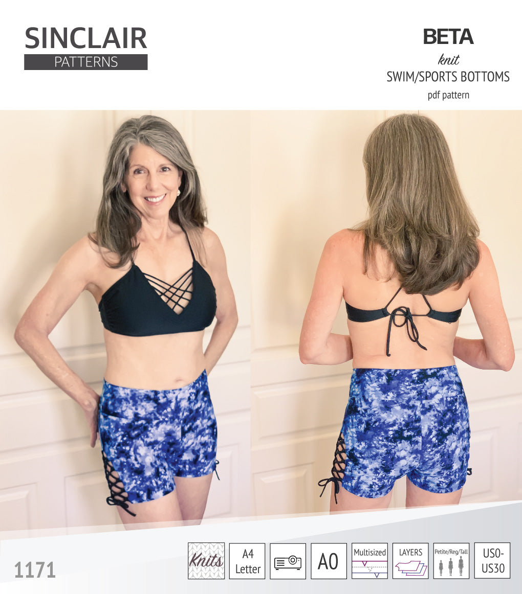 Beta swim/sports bottoms with a lace up accent option (PDF)