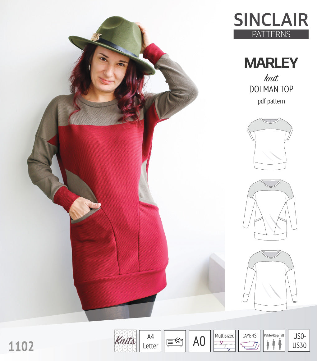 Marley dolman knit top with a yoke (PDF)