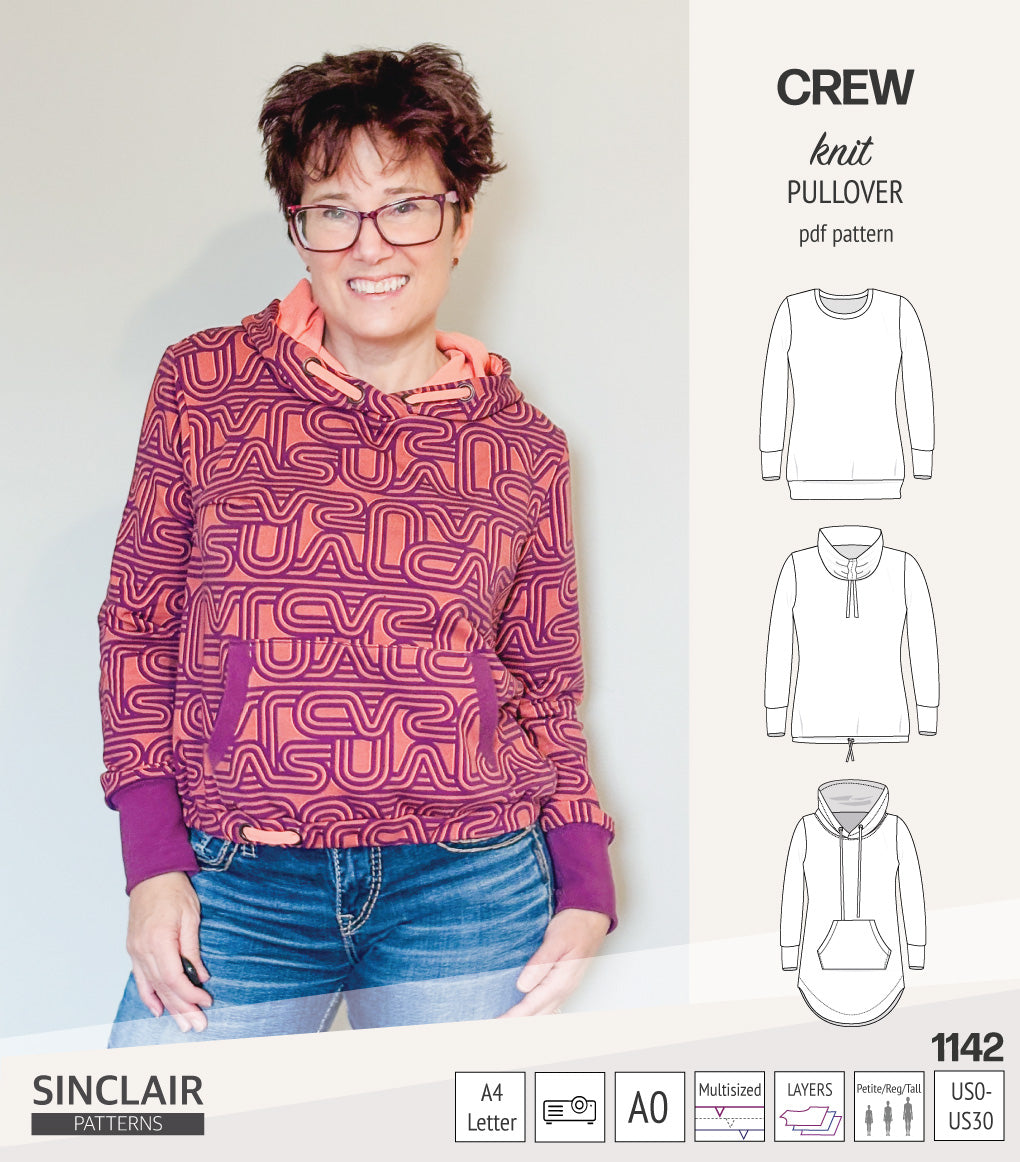 Crew pullover and hoodie (PDF sewing pattern)