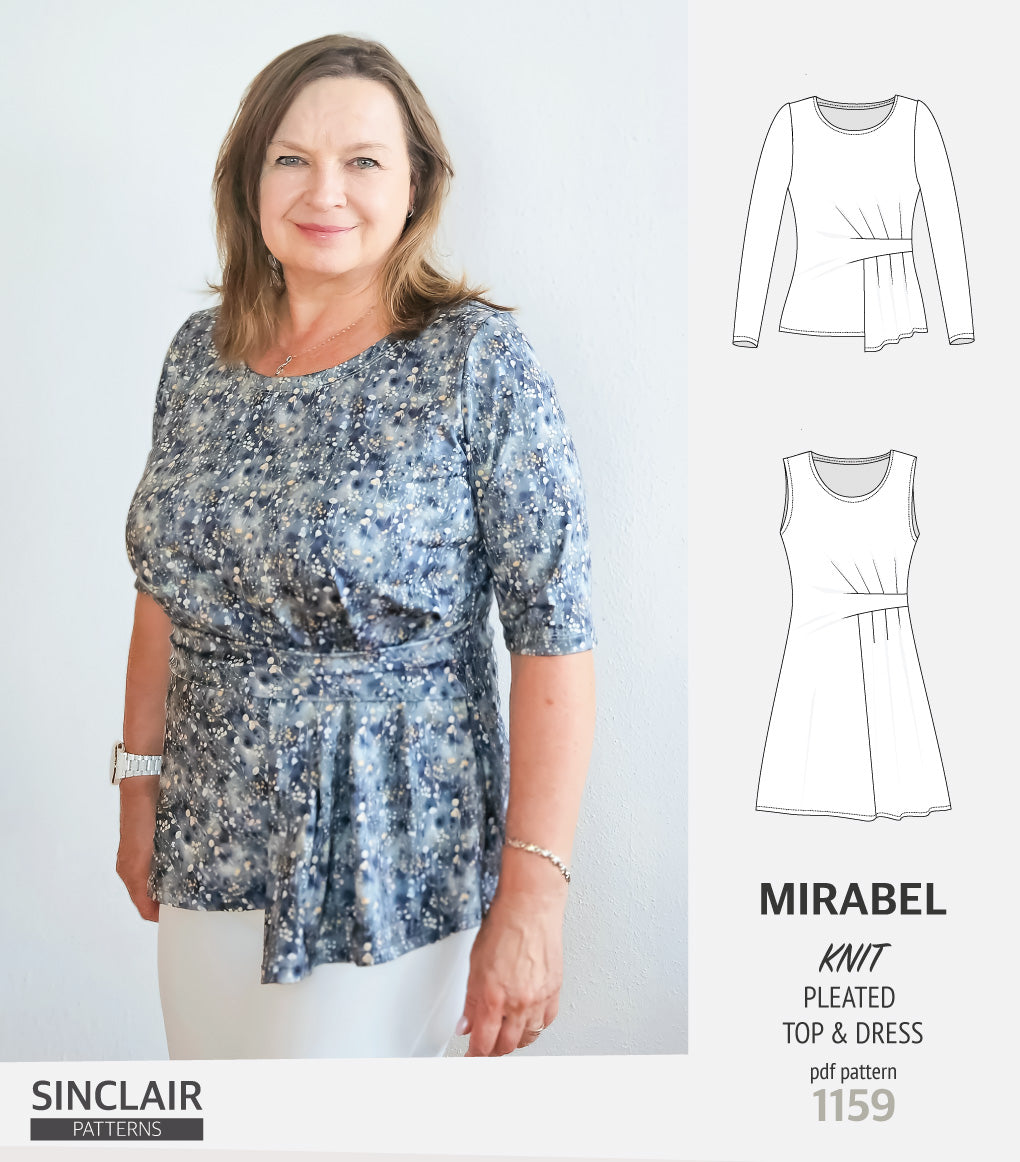 Mirabel side pleated knit top and dress (PDF)