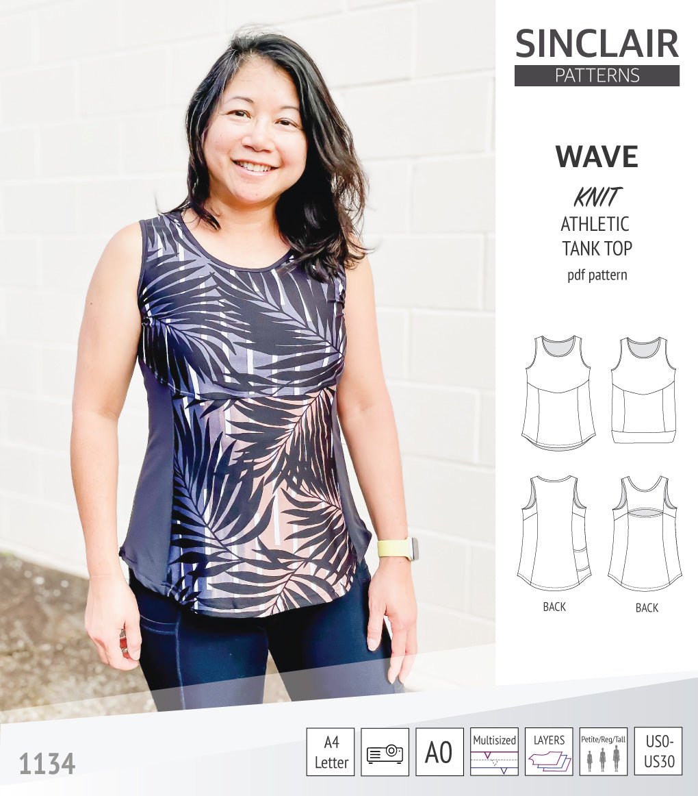 Wave athletic knit tank top with waistline shaping (PDF)