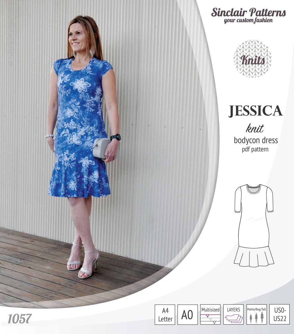 Jessica bodycon knit dress (PDF)