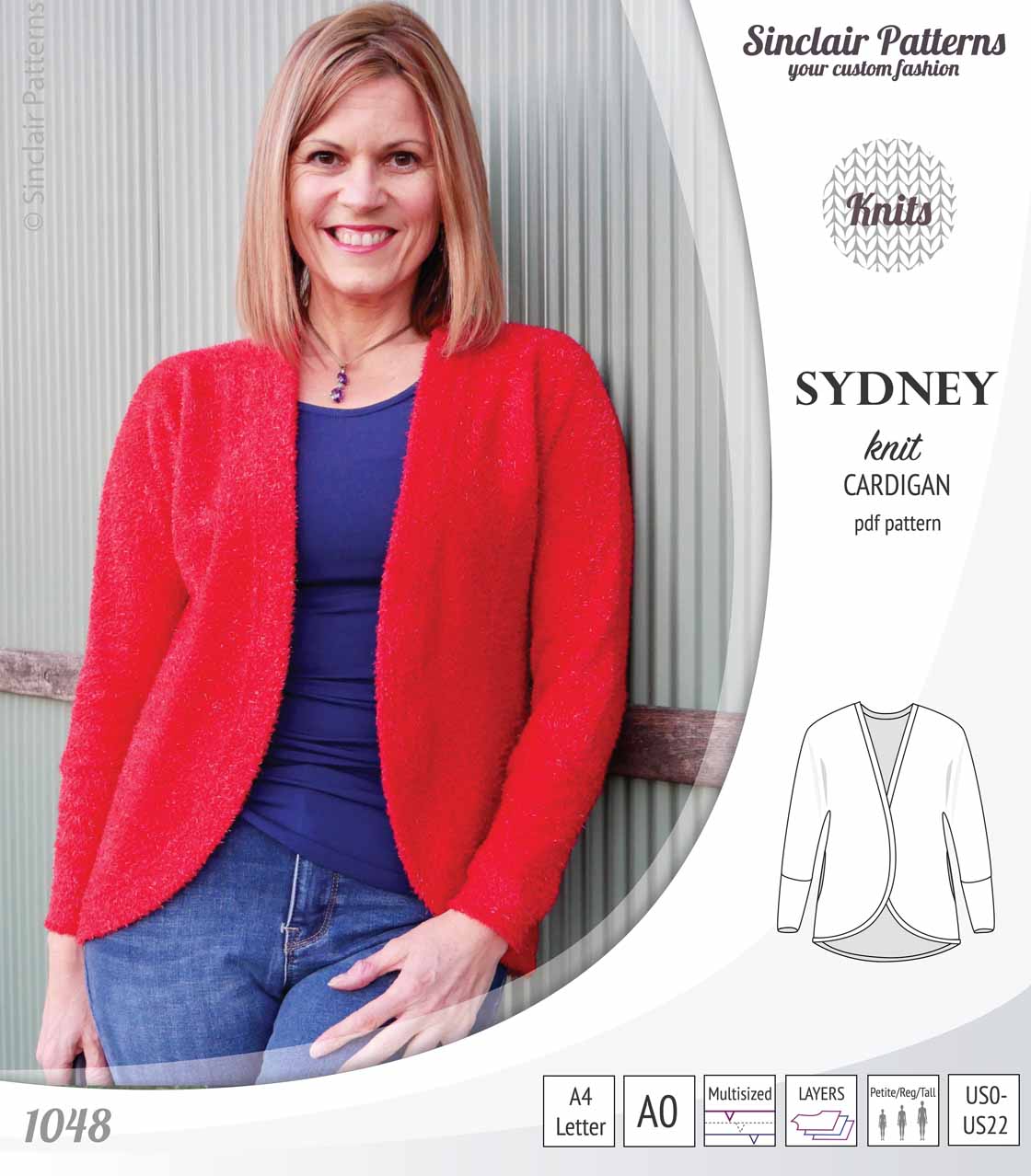 Sydney slim fit cocoon style knit cardigan(PDF)