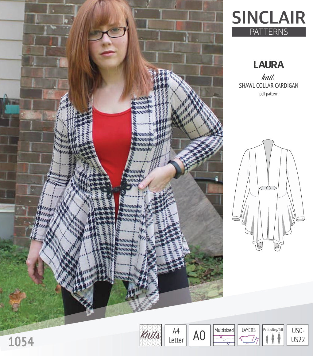Laura relaxed fit shawl collar cardigan (PDF)