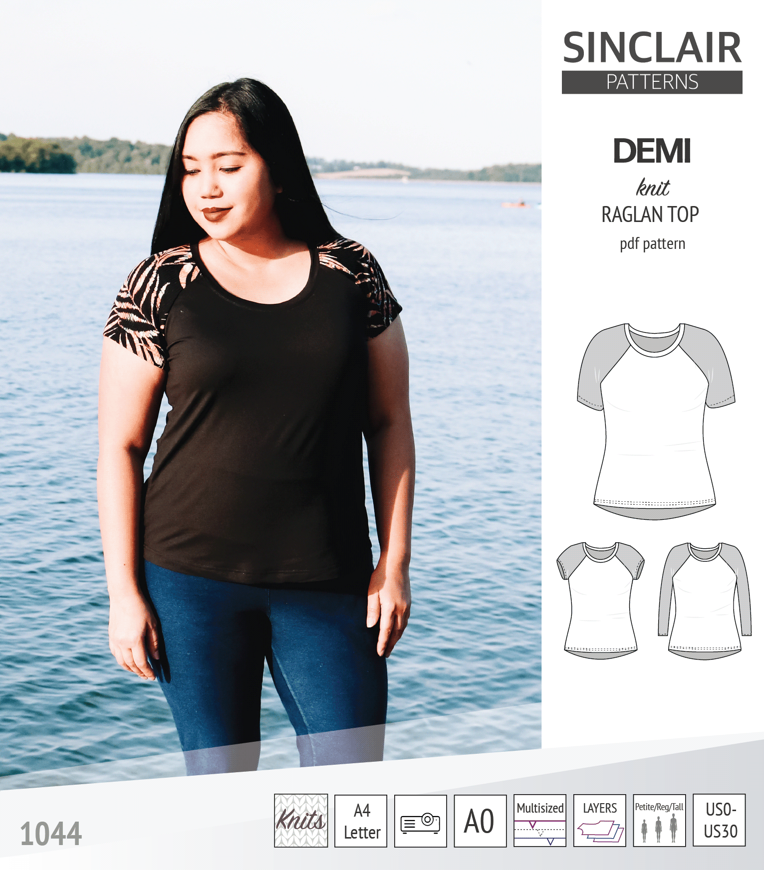 Demi classic raglan knit top (PDF)