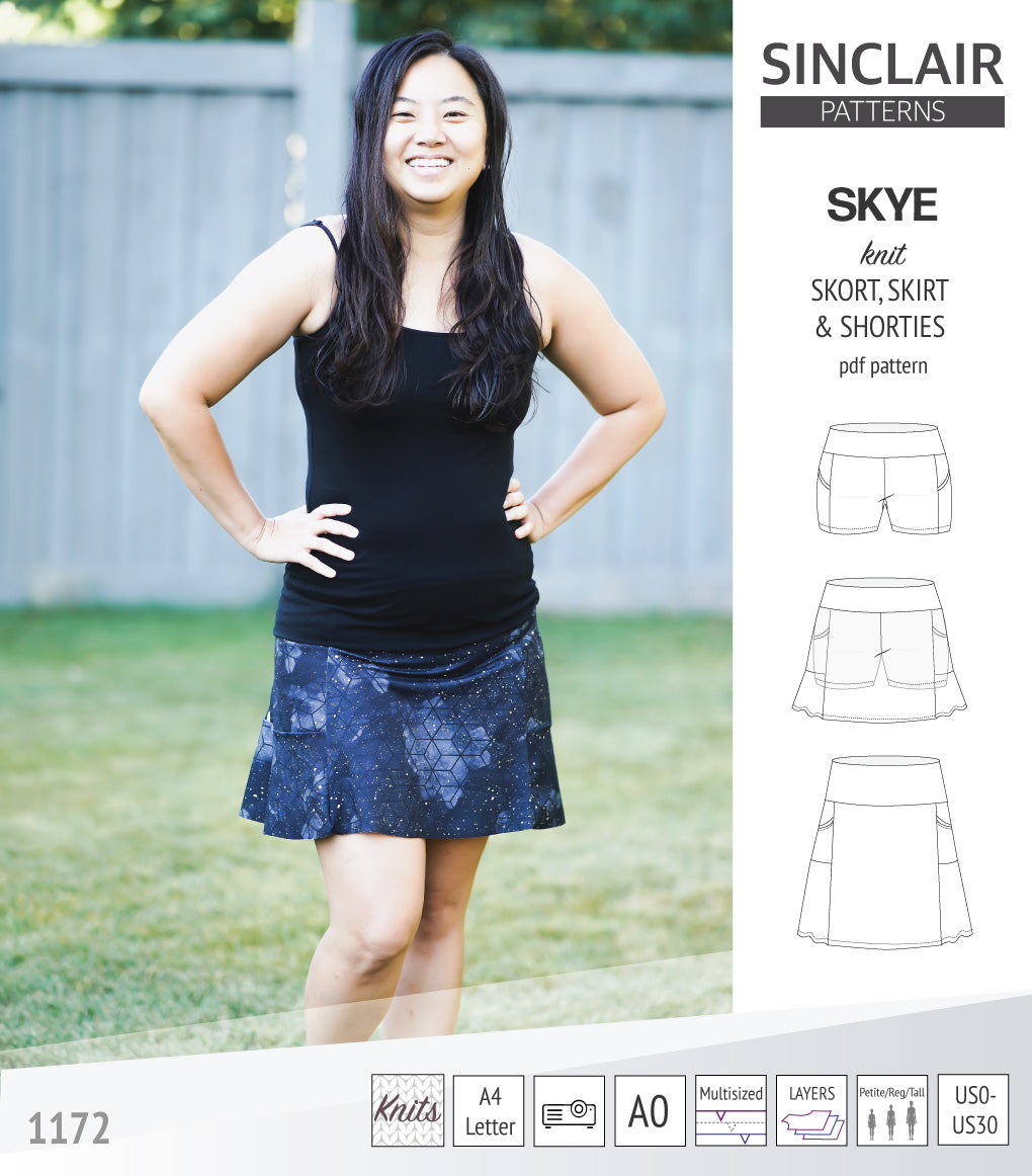 Skye skort, skirt and shorties with pockets (PDF)