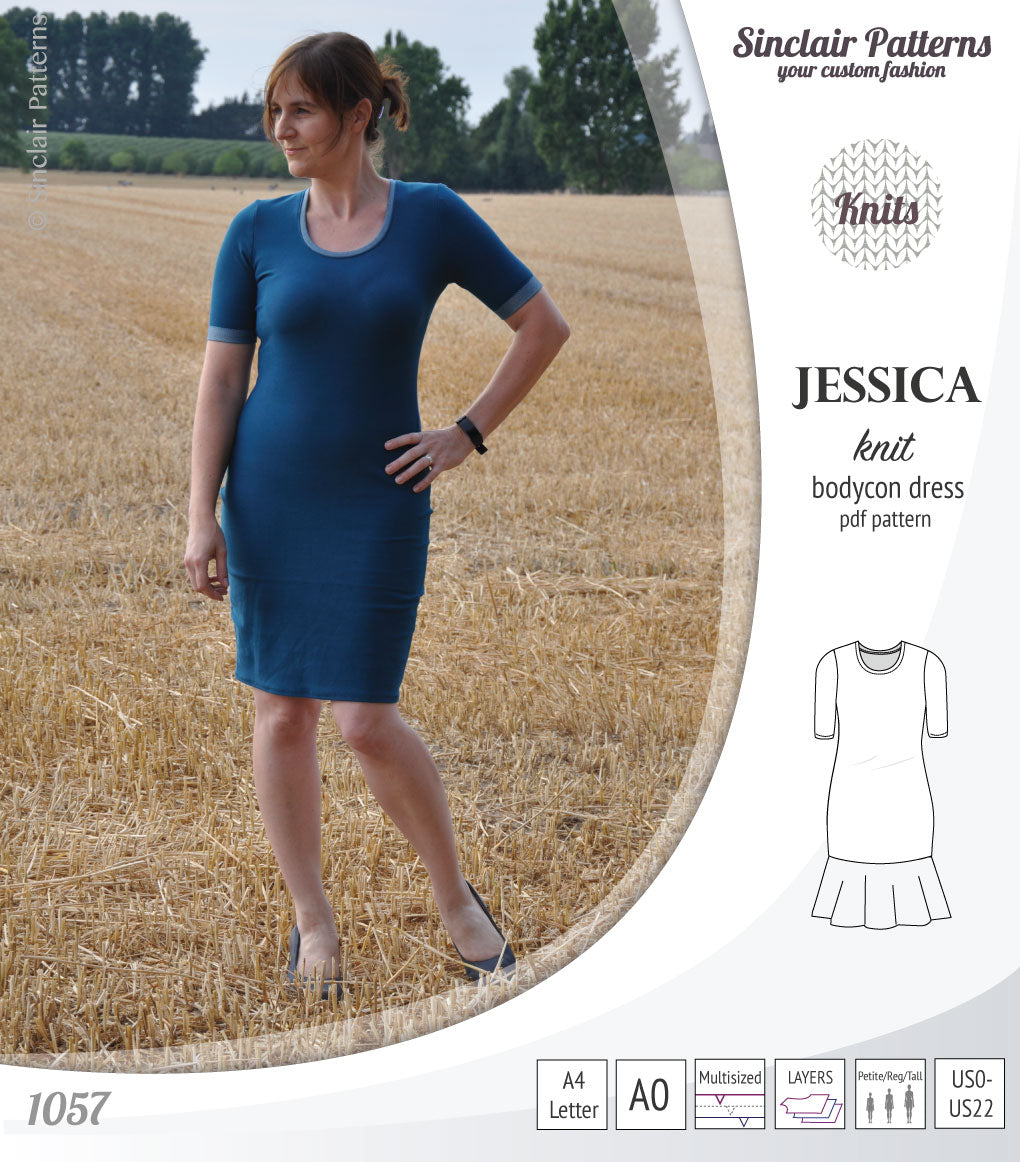 Jessica bodycon knit dress (PDF)