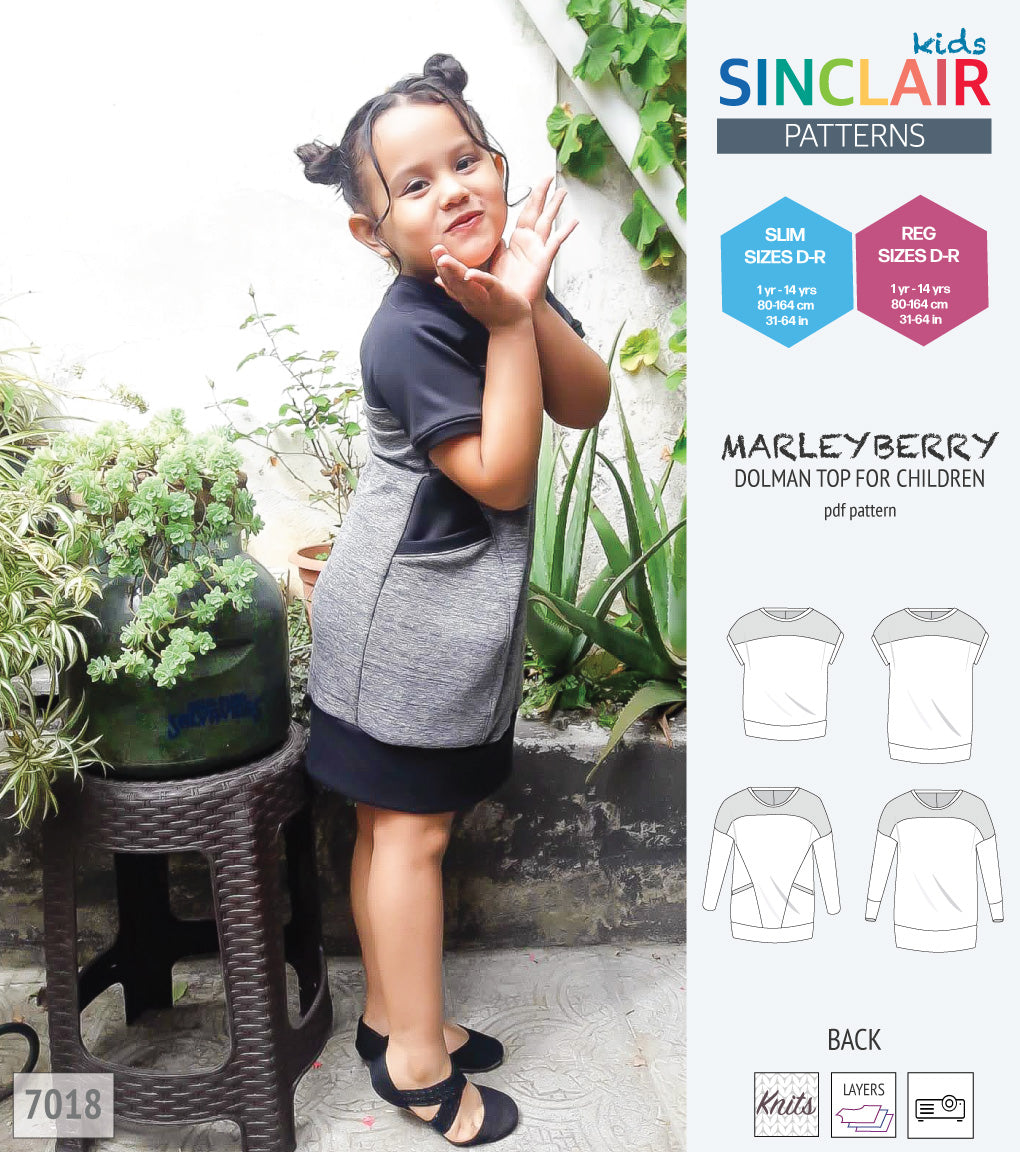 Marleyberry knit dolman top with pockets for children (PDF)