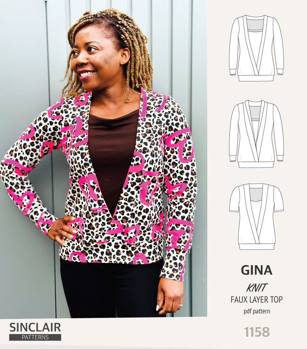 Gina crossover faux underlay knit top (PDF)