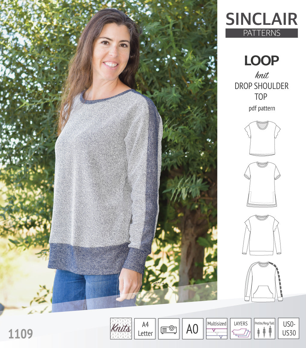 Loop drop shoulder knit top (PDF)