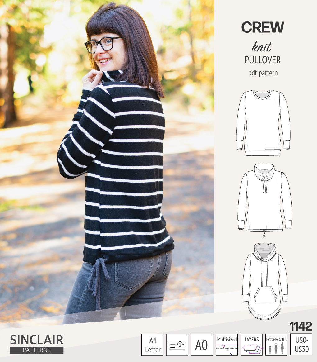 Crew pullover and hoodie (PDF sewing pattern)